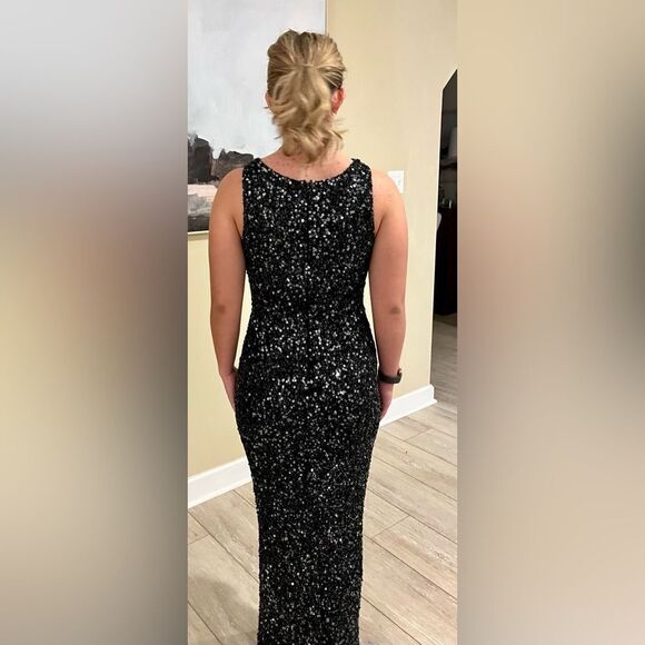 Scala Silk Black Sequin Beaded Gown Prom Formal Size Small (Can Fit Medium) - Picture 5 of 10